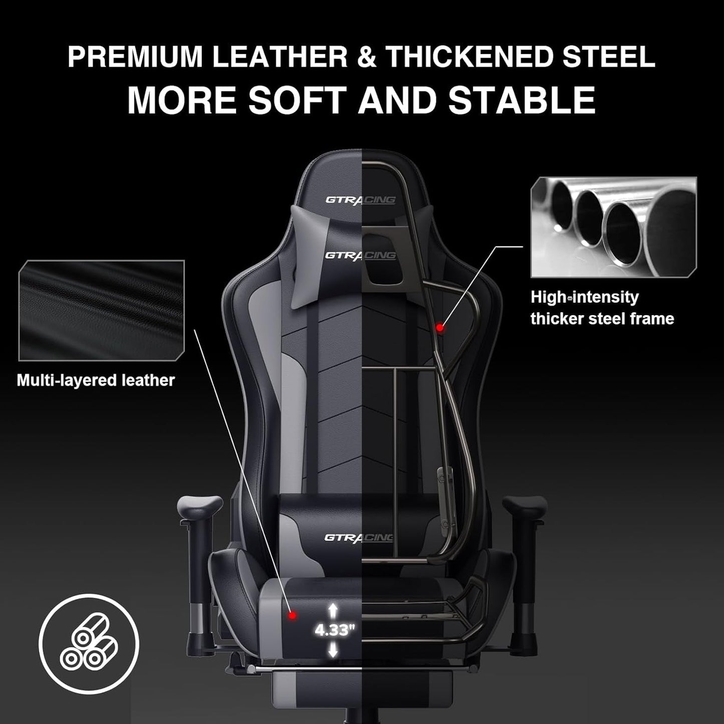 Gaming Chair with Footrest Speakers Video Game Chair Bluetooth Music