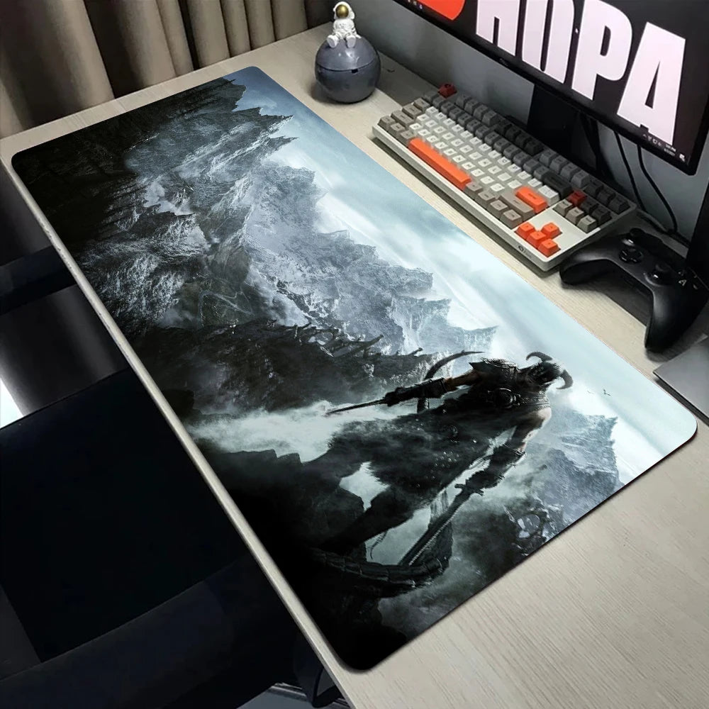 Skyrim Large Gaming Mouse Pad 900x400 Computer Mousepad PC Gamer Laptop Mouse Mat Office Mausepad XL Silicone Keyboard Desk Mat