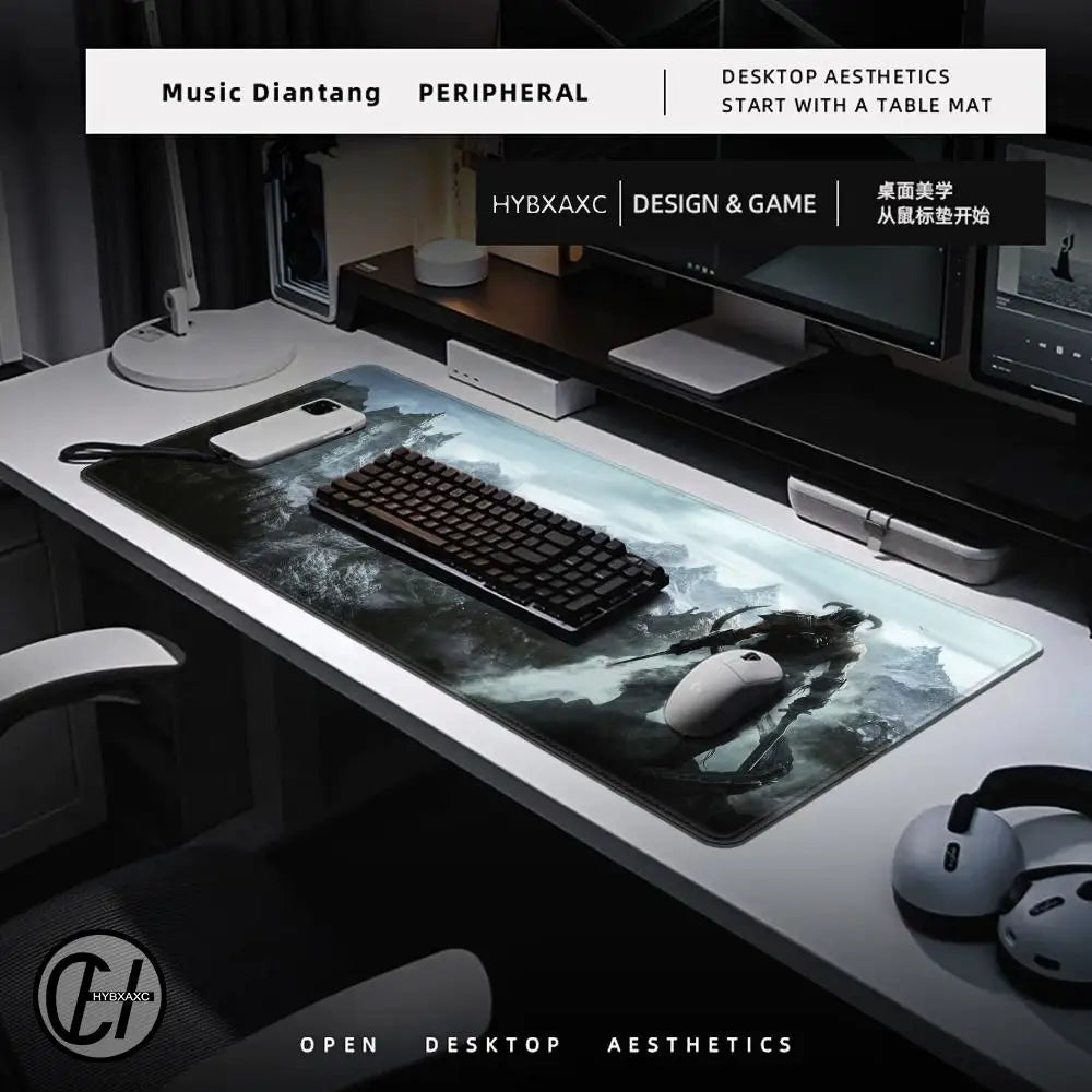 Skyrim Large Gaming Mouse Pad 900x400 Computer Mousepad PC Gamer Laptop Mouse Mat Office Mausepad XL Silicone Keyboard Desk Mat