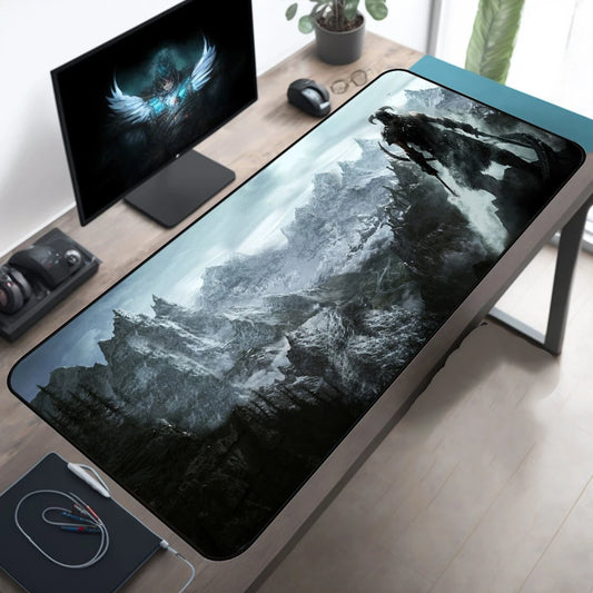 Skyrim Large Gaming Mouse Pad 900x400 Computer Mousepad PC Gamer Laptop Mouse Mat Office Mausepad XL Silicone Keyboard Desk Mat